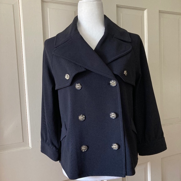 Boston Proper Jackets & Blazers - Double Breasted Jacket w Gathered Cuffs Travel Collection NEW NEVER WORN